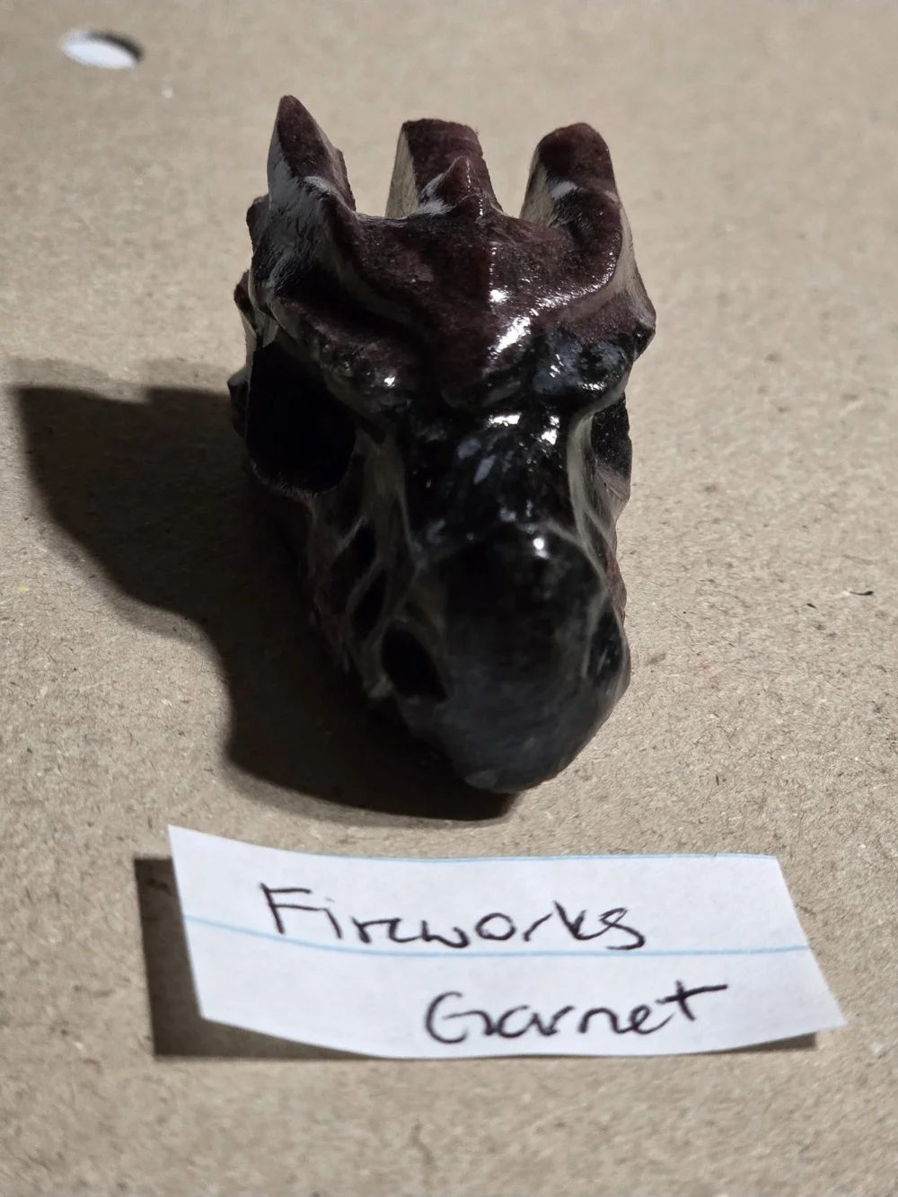 Detailed Fireworks Garnet Crystal Carved Dragon Head Stone Sculpture Decor
